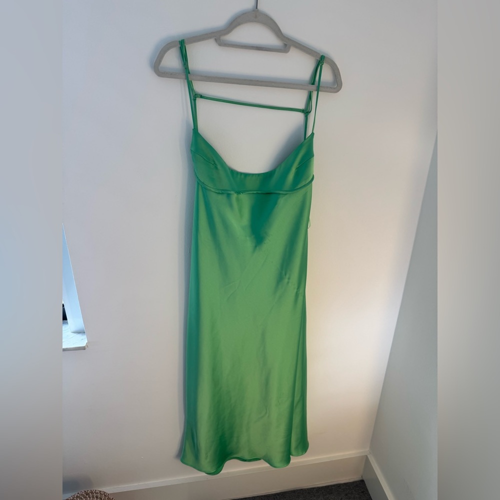 Zara Green Maxi Dress with Satin Finish